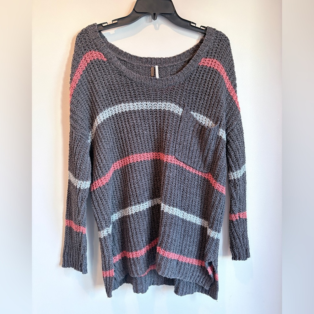 Free People Greenwich Villa Oversized Pullover Sweater with pocket Size XS
